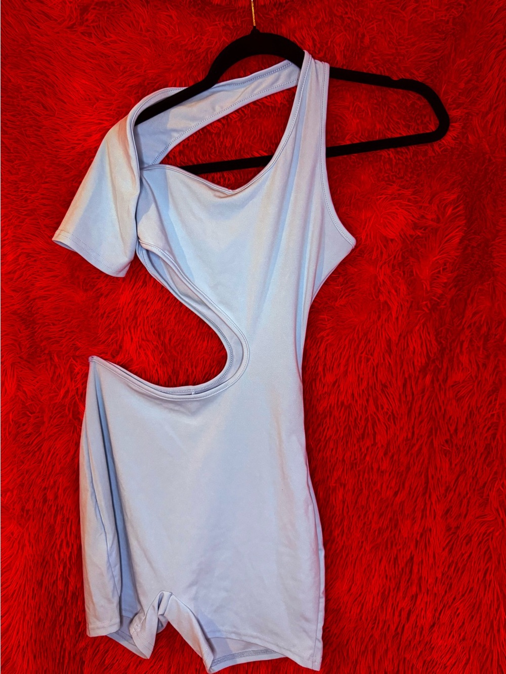 Light Blue One-Shoulder Cutout Romper